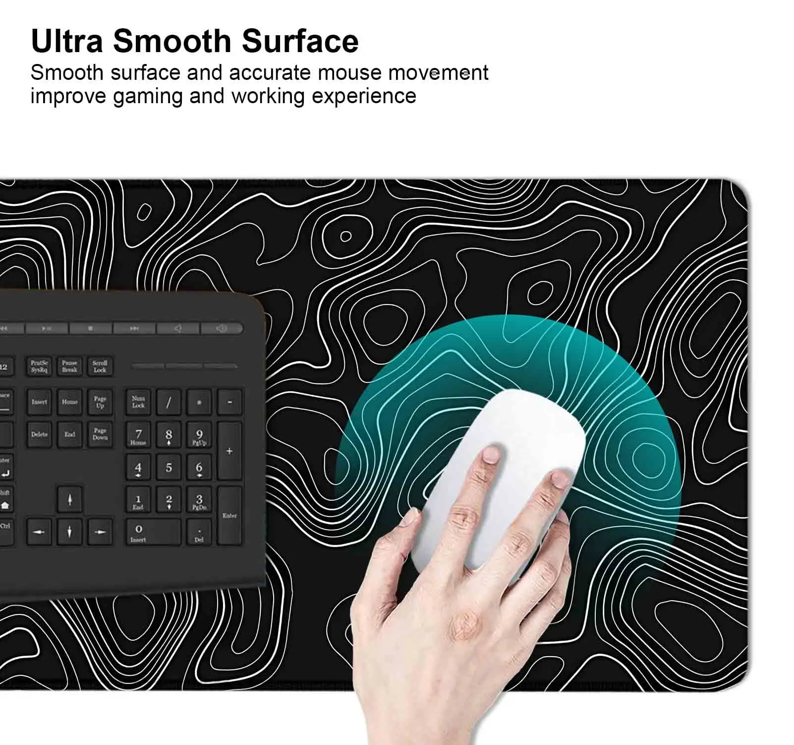 Large Gaming Mouse Pad,Mountain Topographic Desk Mat,Non-Slip Computer Big Mousepad with Keyboard Pad for Work,Gamer,Office,Home