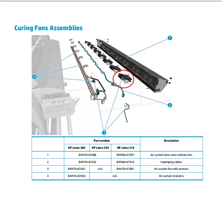 Imagem -06 - Pojan-air Curtain Fan Fit para Designjet Latex B4h7067061 310 360 365 370 375 Ventilador de Cura