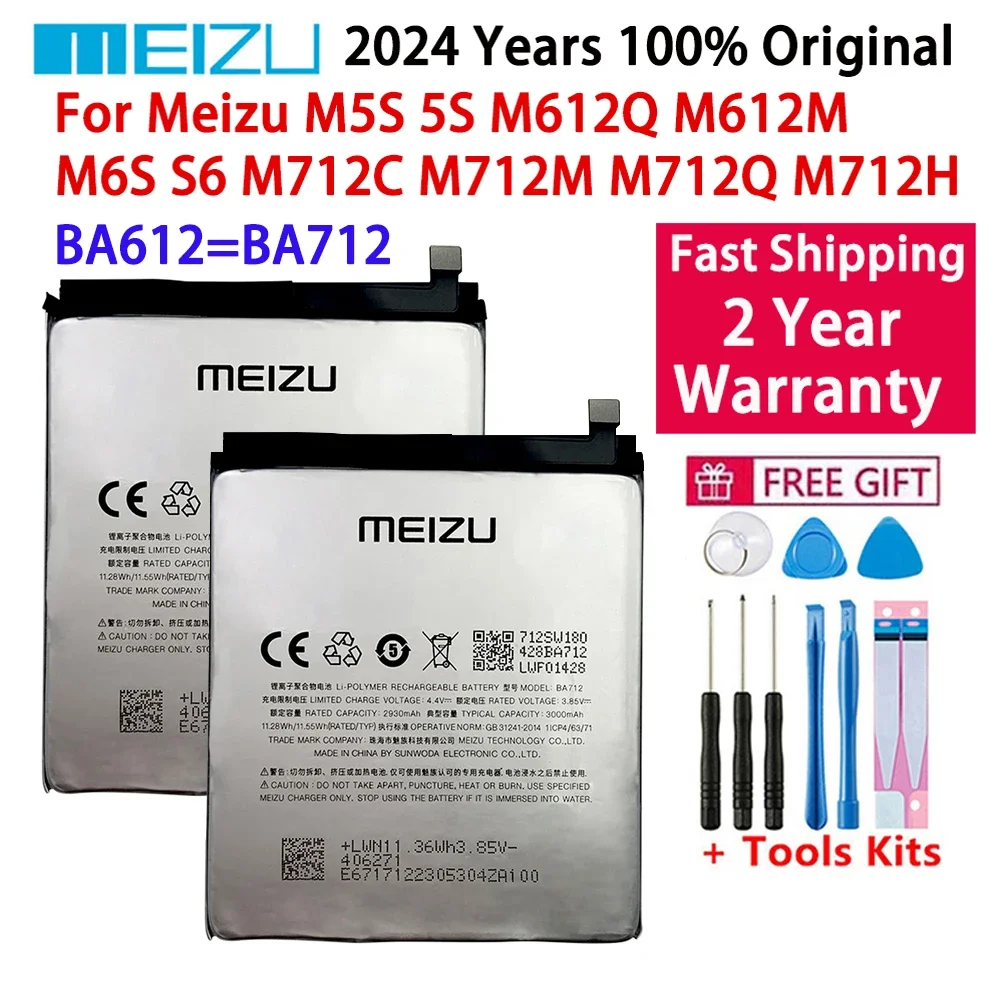 

Original Battery BA612 BA712 For MEIZU M6s Meilan S6 Mblu S6 M712Q/M/C M712H M 5S M5S M612Q M612M Mobile Rechargeable Batteries