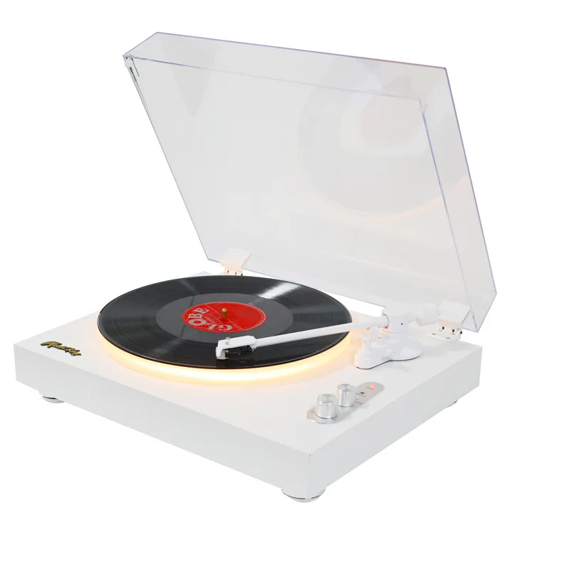 Vintage Turntable with LED Light, Retro Vinyl Record Player for Home Decor, Living Room, European Style Gift, LP Player