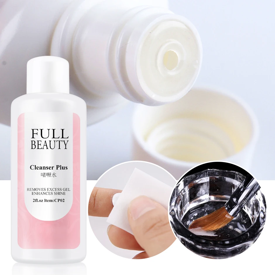 Solución desengrasante para uñas, capa adhesiva de superficie de 60ml, exceso de esmalte de Gel, limpiador líquido más suministros de herramientas solvantes para manicura