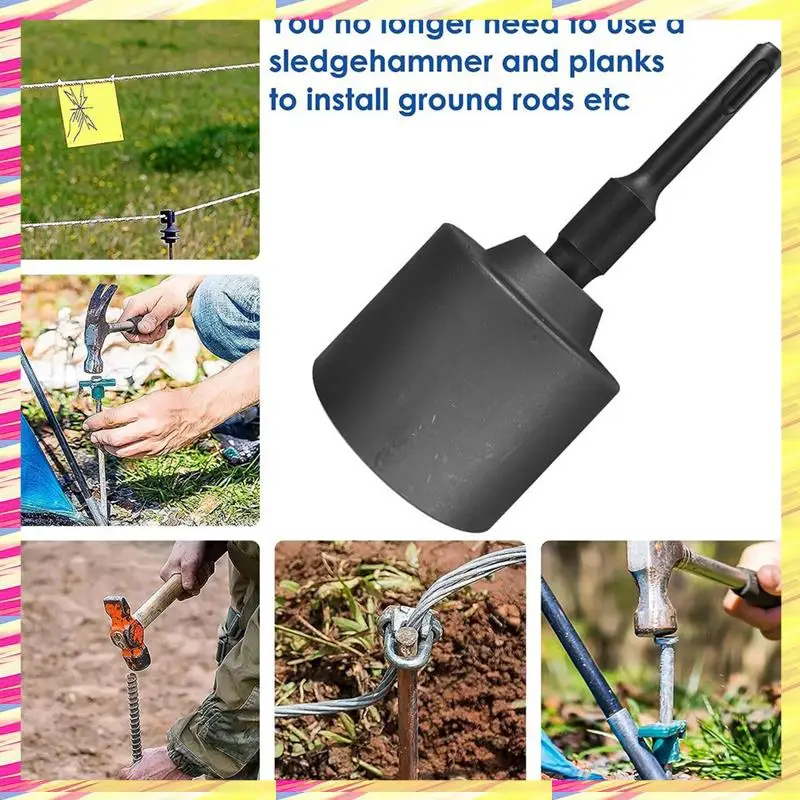 

ABJJ SDS Plus T-Post Ground Rod Driver, 65Mm Drill Bit Driver,Hammer Drill Rod Converter For Rotary Hammer Drill Ground Rods Dur