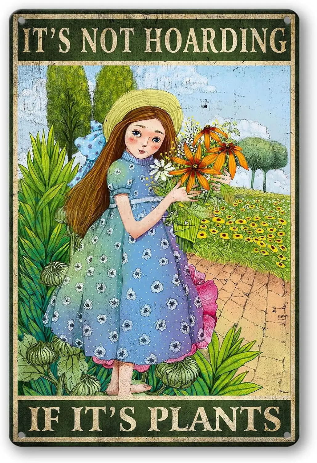 Garden Tin Sign Vintage Plants Wall Poster It;s Not Hoarding If It;s Plants Sign Fairycore Room Decor Metal Garden Wall Art Plan
