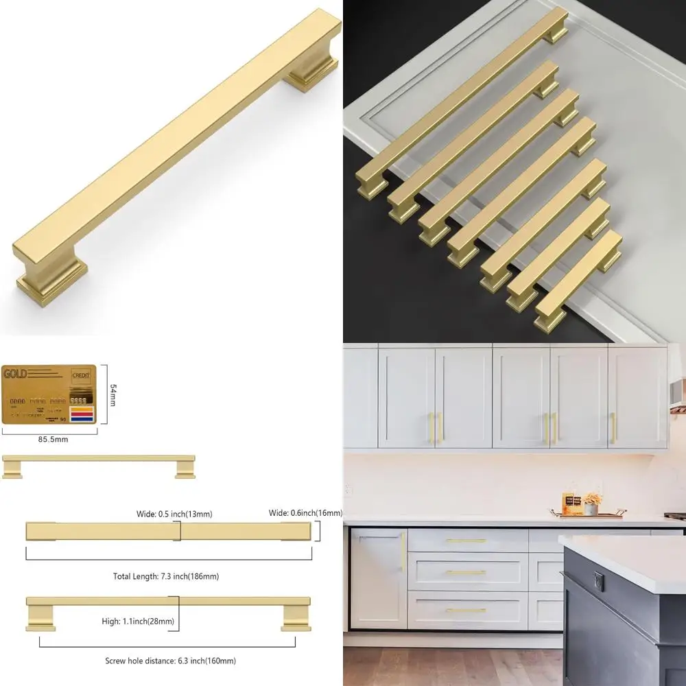 

Матовое золото, 10 шт., 6,3-дюймовые ручки для шкафа — современные ручки для ящиков для кухонных шкафов и фурнитуры
