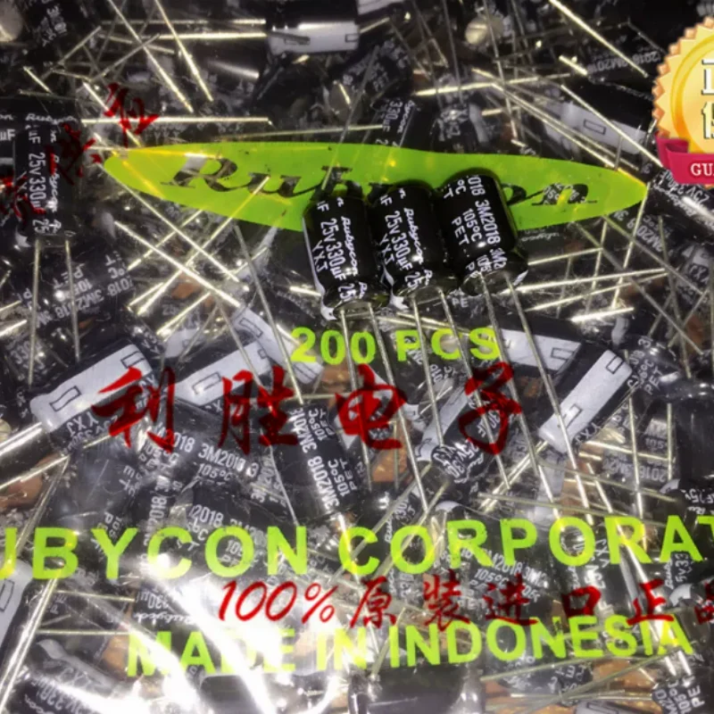 10PCS-100PCS 330UF 25V Japanese Ruby RUBYCON Capacitor 25V330UF 8 * 12 YXJ High Frequency Low Resistance