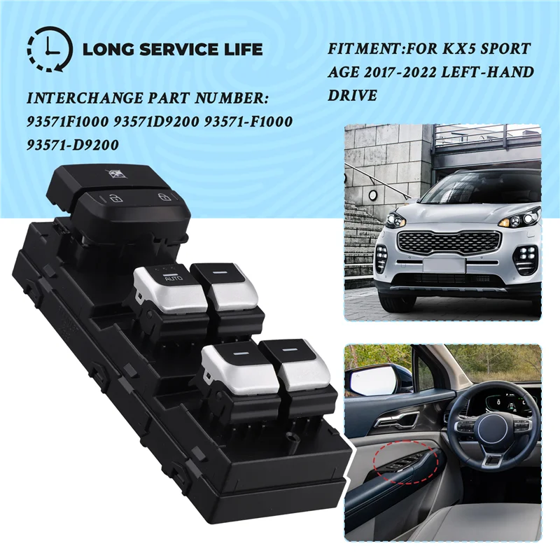 A19Q-93571-F1000 Car Power Window Switch Automatic Switch 93571F1000 For KIA KX5 Sportage 2017-2022 LHD