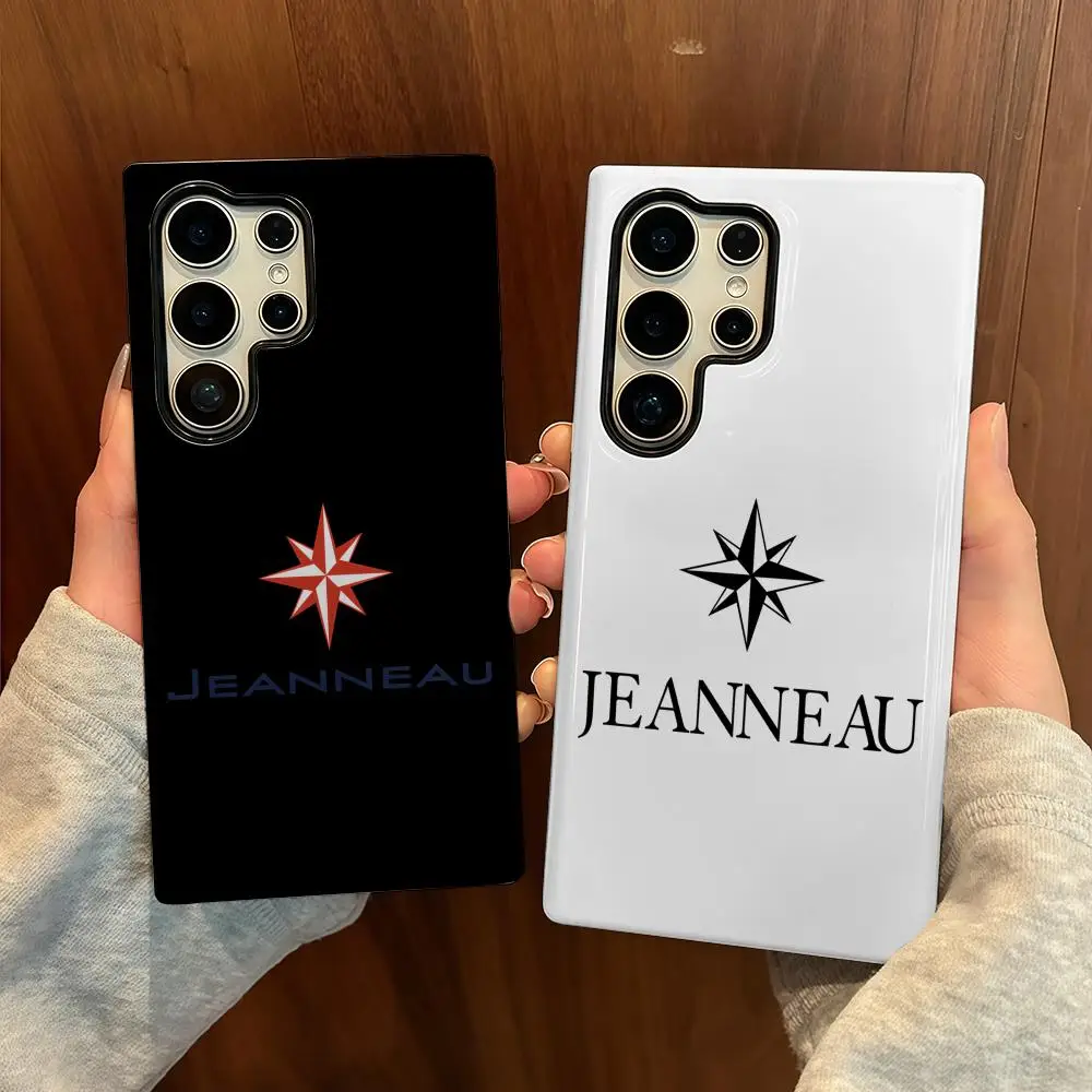 

J-JEANNEAU logo Phone Case For Samsung S25 Film Shell Luxury GalaxyS24Ultra 23plus S22 21 A56 36 26 16 Double layer Cover