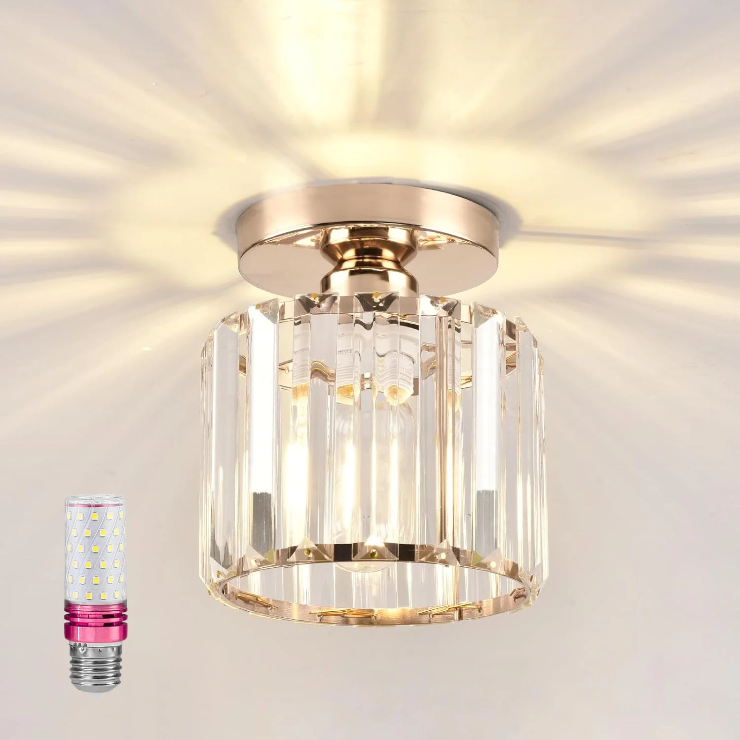 

Crystal Ceiling Light,Mini Crystal Pendant Lamp,Modern Ceiling Fixture,Suitable for Foyer,Kitchen Island, Dining Room,Hallway