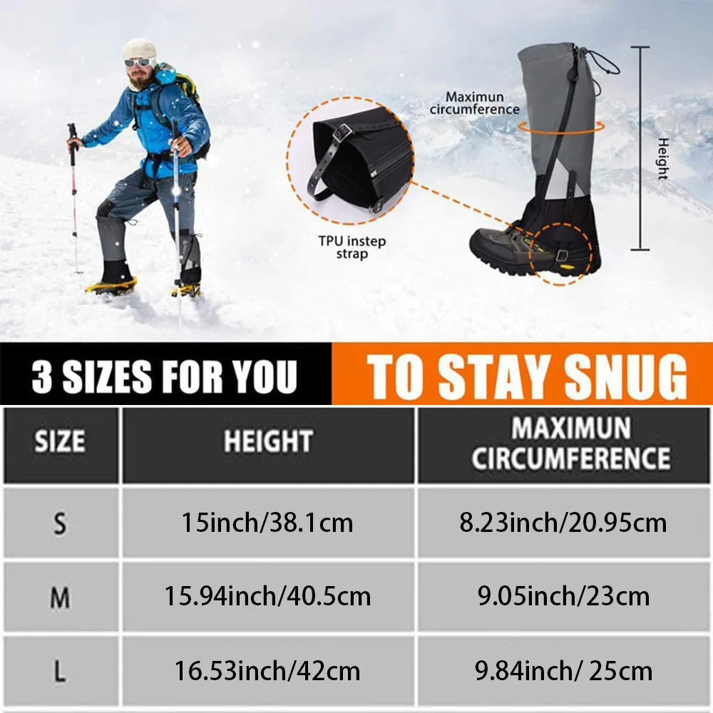 Outdoor Waterproof Leg Gaiter Camping Hiking Travel Leg Warmers Skiing Trekking Desert Leg Shoes Cover Legs Protection Guard