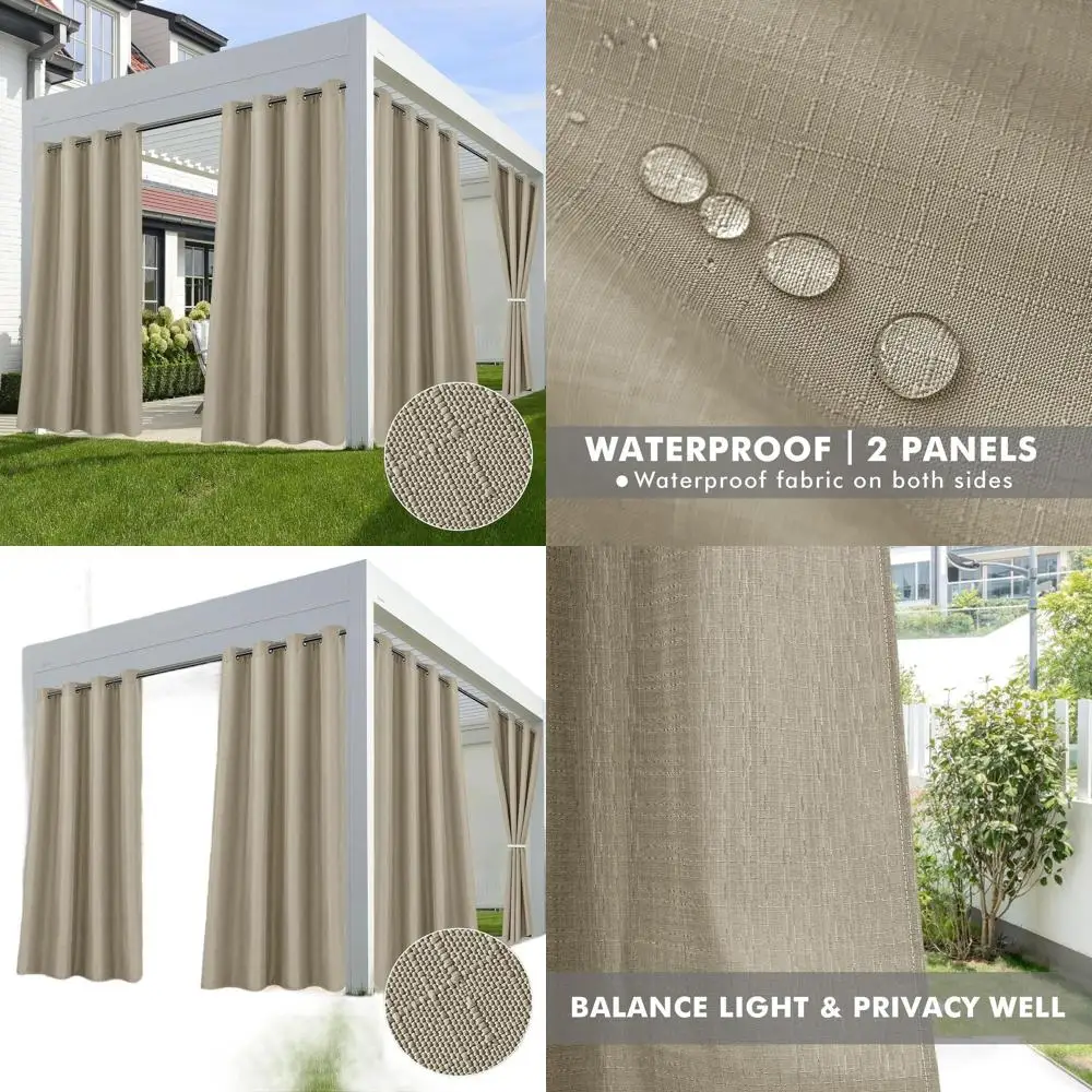 

Водонепроницаемые льняные шторы для патио, набор из 4 панелей, 54x84, темно-серый, подходят для бесед, бесед, пространств на открытом воздухе и конфиденциальности в помещении.