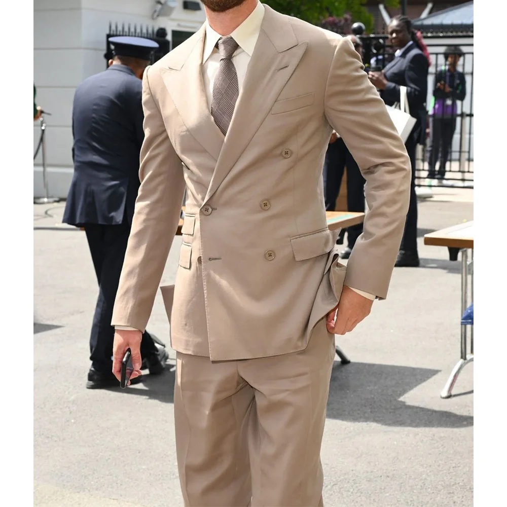 

Men's Suit Peak Lapel Double-breasted Casual Suit Two-piece Men's Casual Fashion Comfortable Work Clothes Elegant Suit