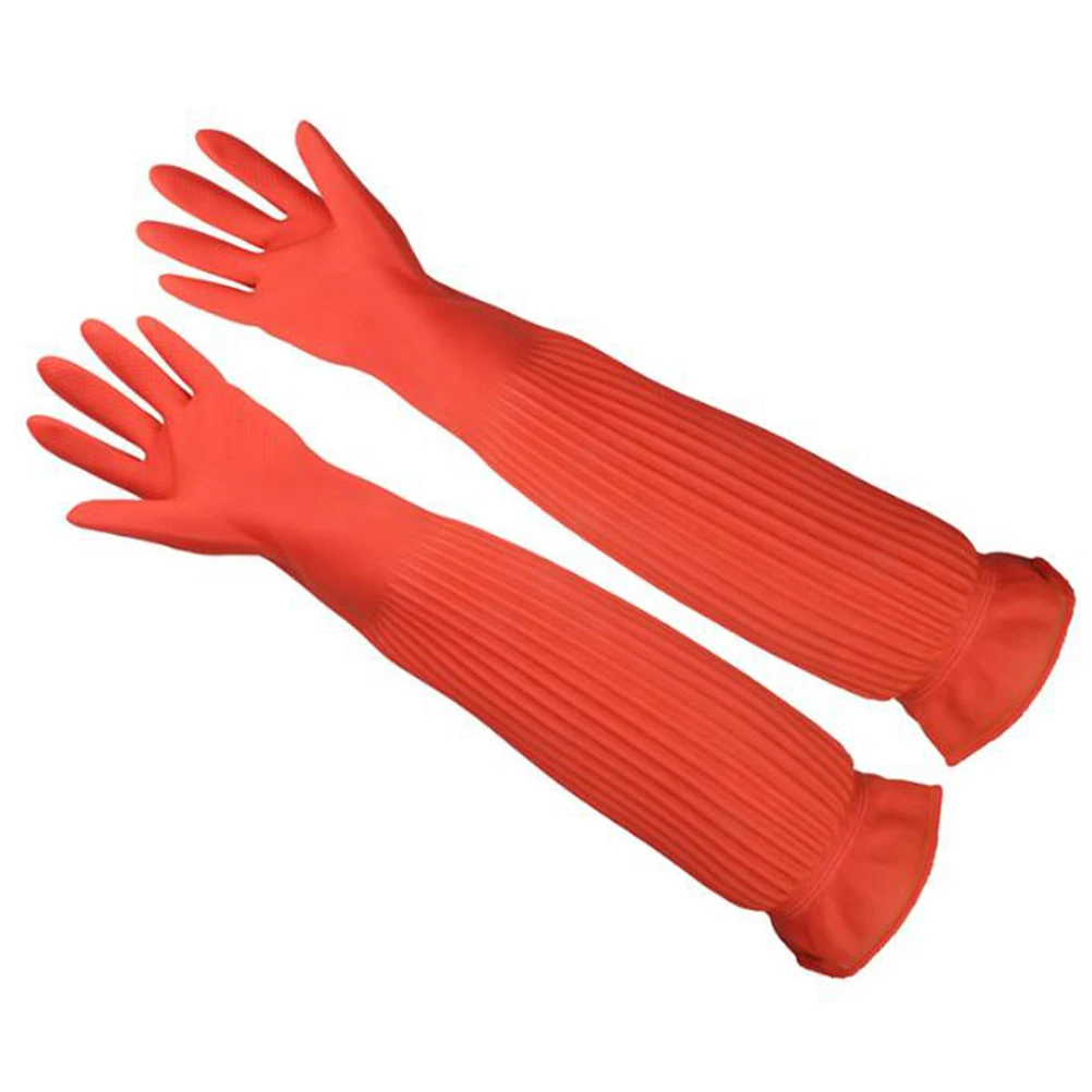 38/45/56cm Kitchen Gloves Dish Washing Waterproof Non-slip Long Sleeve Latex Cleaning Gloves Household Rubber Gloves Accessories