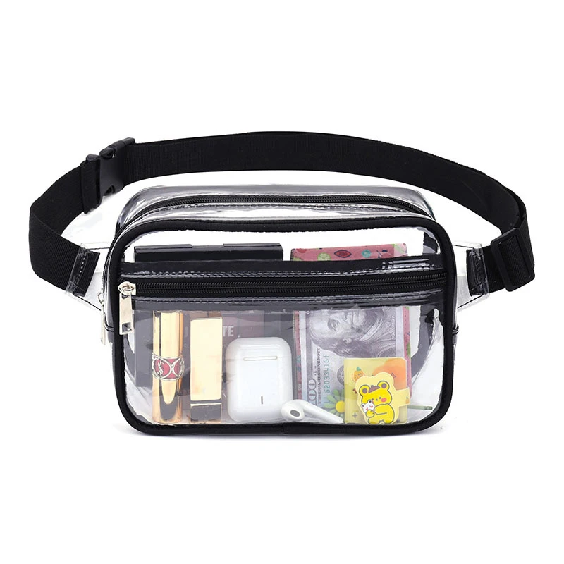 Sac banane transparent approuvé par le stade pour hommes et femmes, sacs de poitrine à bandoulière initiés, sacs de taille transparents, concerts, événements sportifs