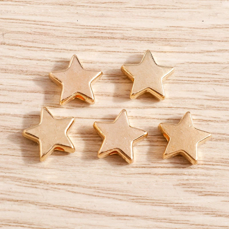 Tusember 50 Stück 9*9mm Legierungs-Süße kleine Stern-Charms-Perlen für Halsketten, Ohrringe, Armbänder, Anhänger, handgemachten Schmuck, DIY – Detail 3