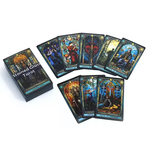 Stained Glass 78pcs Cards Tarot Deck Beautiful Artwork for Divination and Insight Explore the Mystical World of Tarot Board Game
