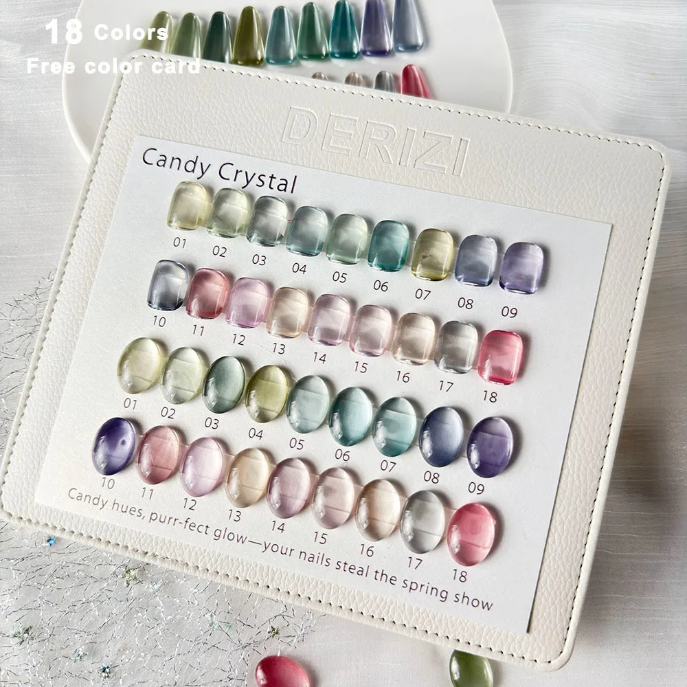 Zestaw 18 szt. żelowych lakierów do paznokci z koralikami cukierkowymi, efekt kociego oka, z kolorowym kartonikiem, magnesem, top coatem UV LED, kolekcja żelowych lakierów kocie oko.