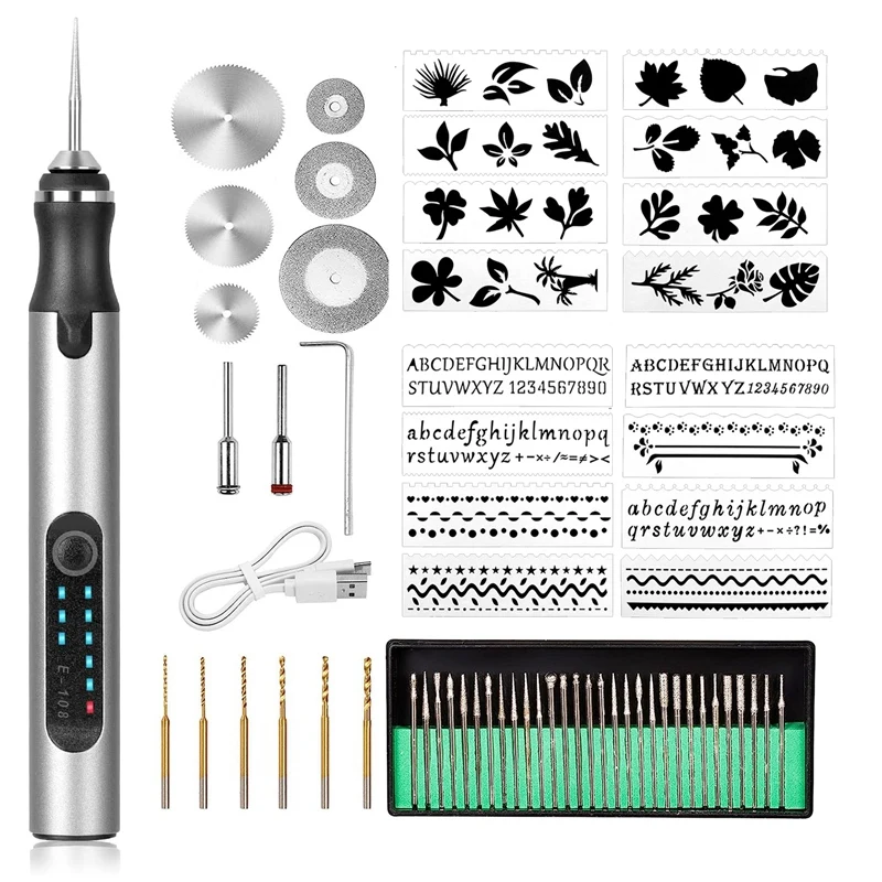 Elektrische Gravur Werkzeugs atz USB schnur lose wiederauf ladbare Gravur Stift Mini DIY Graveur Stift Werkzeug zum Schnitzen von Holz Metall