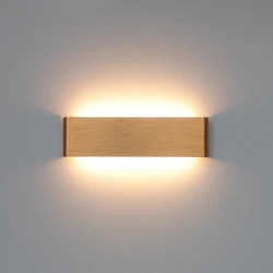 Modern LED Indoor Wall Lamps Simple Strip Lamp Bedroom Living Room Wall Lights Golden Brown Aluminum Wall Lamp Lighting Fixture