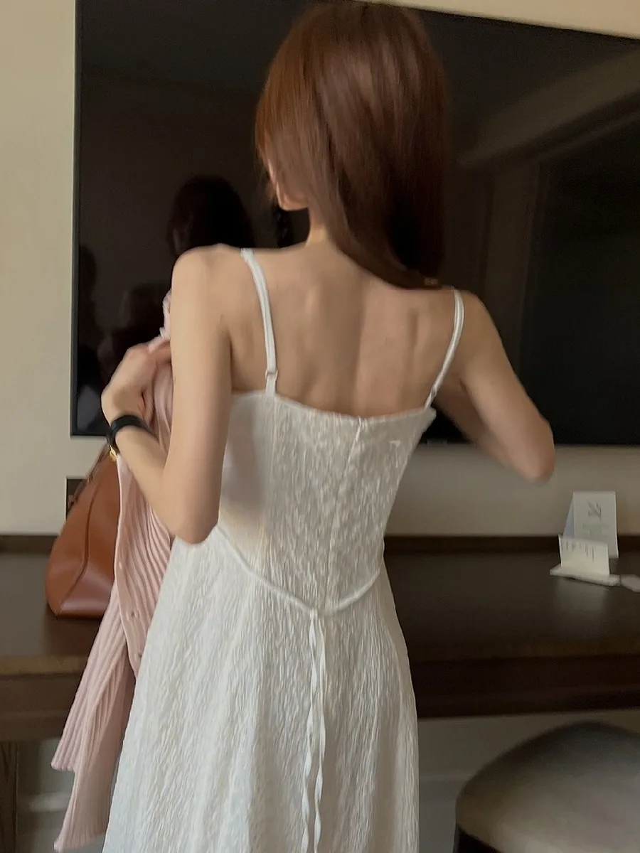 

Ele Summer New Sle Small V-ne Embroidered Floral Lace Trim Dr Women's Svel Heavy Embroidery Strap Dr