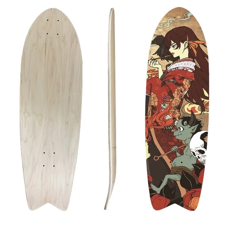 Good Quality 7-Layer 32inch Canadian Maple Wood Deck Cruiser Fish Surfskate Deck Baker Skateboard Decks DIY Skate Board Deck