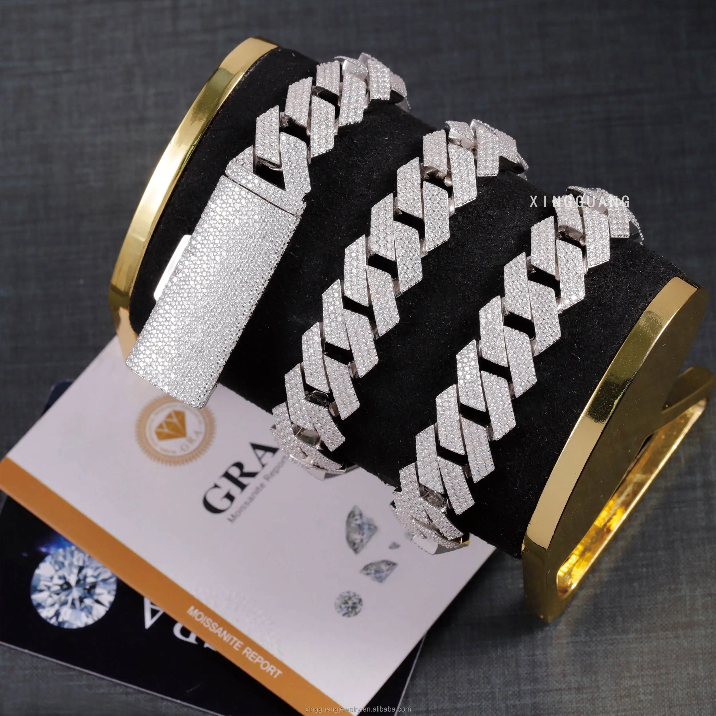 Kalung Rantai Cuban Link Hip H - Moissanite Cuban Link Chain Iced Out ulasan dan harga