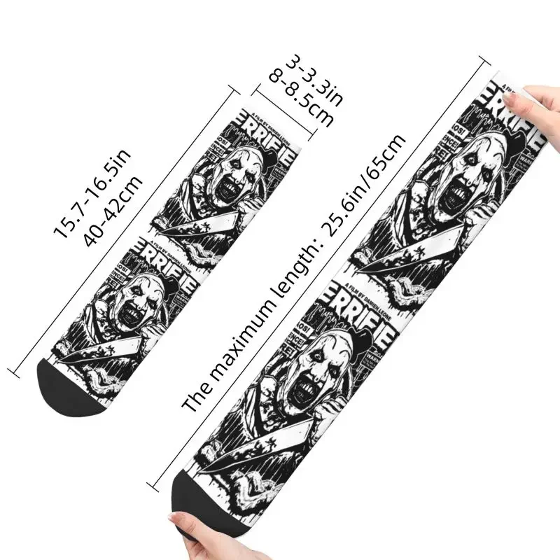 Cool Printing Terrifier Movie Clown Socks for Women Men Stretch Summer Autumn Winter Halloween Horror Crew Socks