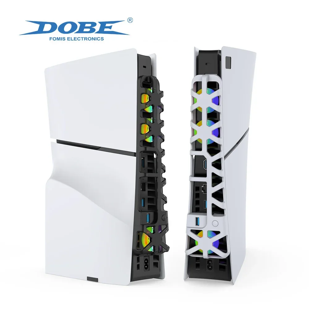 DOBE-koelventilator voor PS5 Playstation 5 Slim Console Disc Edition/Digital Edition met RGB-verlichting en USB 3.0-poort TP5-3538S