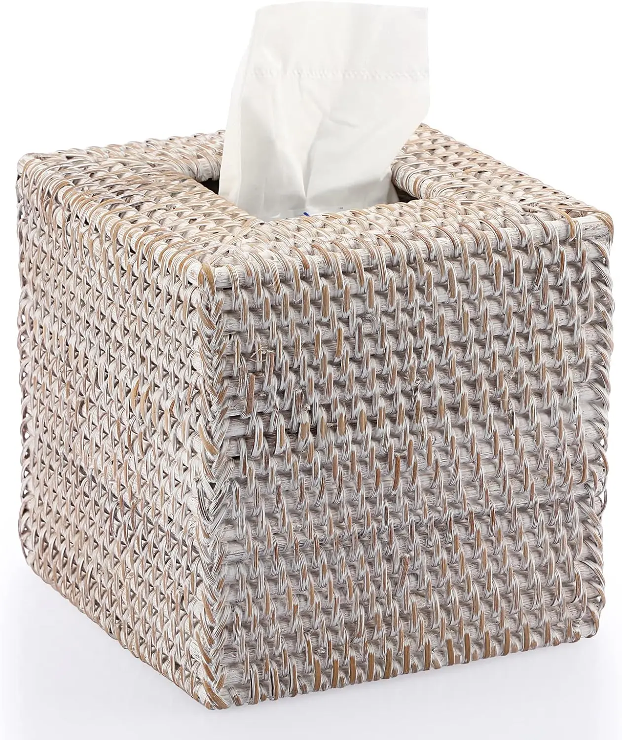 Rattan Nordic Square Tissue Boxes Storage Napkin Holder Paper Case Organizer Ornament Craft Desktop Tissue Holder Tissue Box