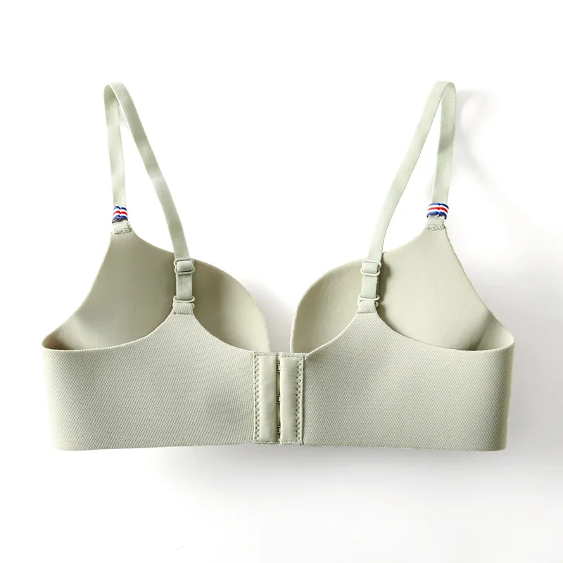 Sexy One Piece Girls\' Bra Comfort Ice Silk Women\'s Underwear Adjustable Back Buckle Gathered Bralette Wireless Brassiere