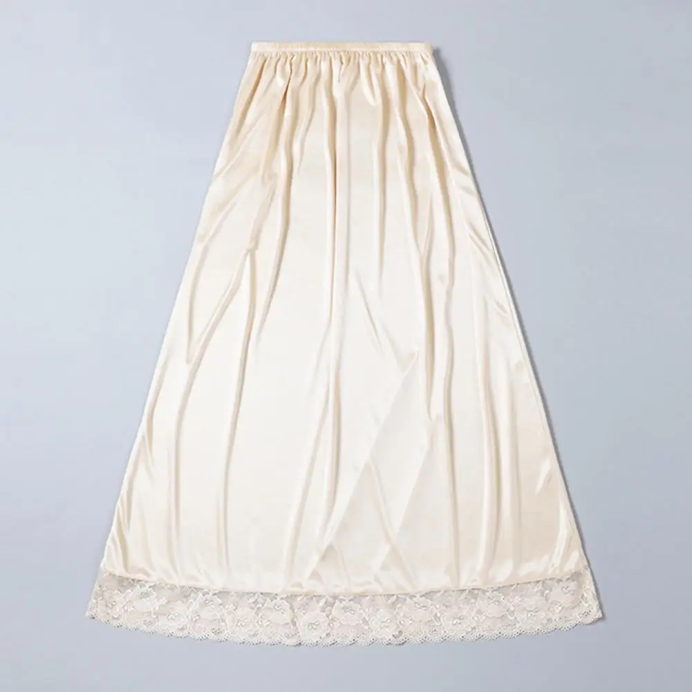 Elegant Lace Skirt Elegant Lace Trim Women's Half Slip Skirt Extender for A-line Dresses Knee Length Midi Petticoat Underskirt