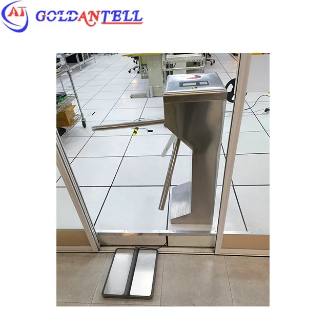 Electric Esd Foot Checker Automatical Card Reader Portable Vertical Tripod Turnstile Gate Stainless Steel