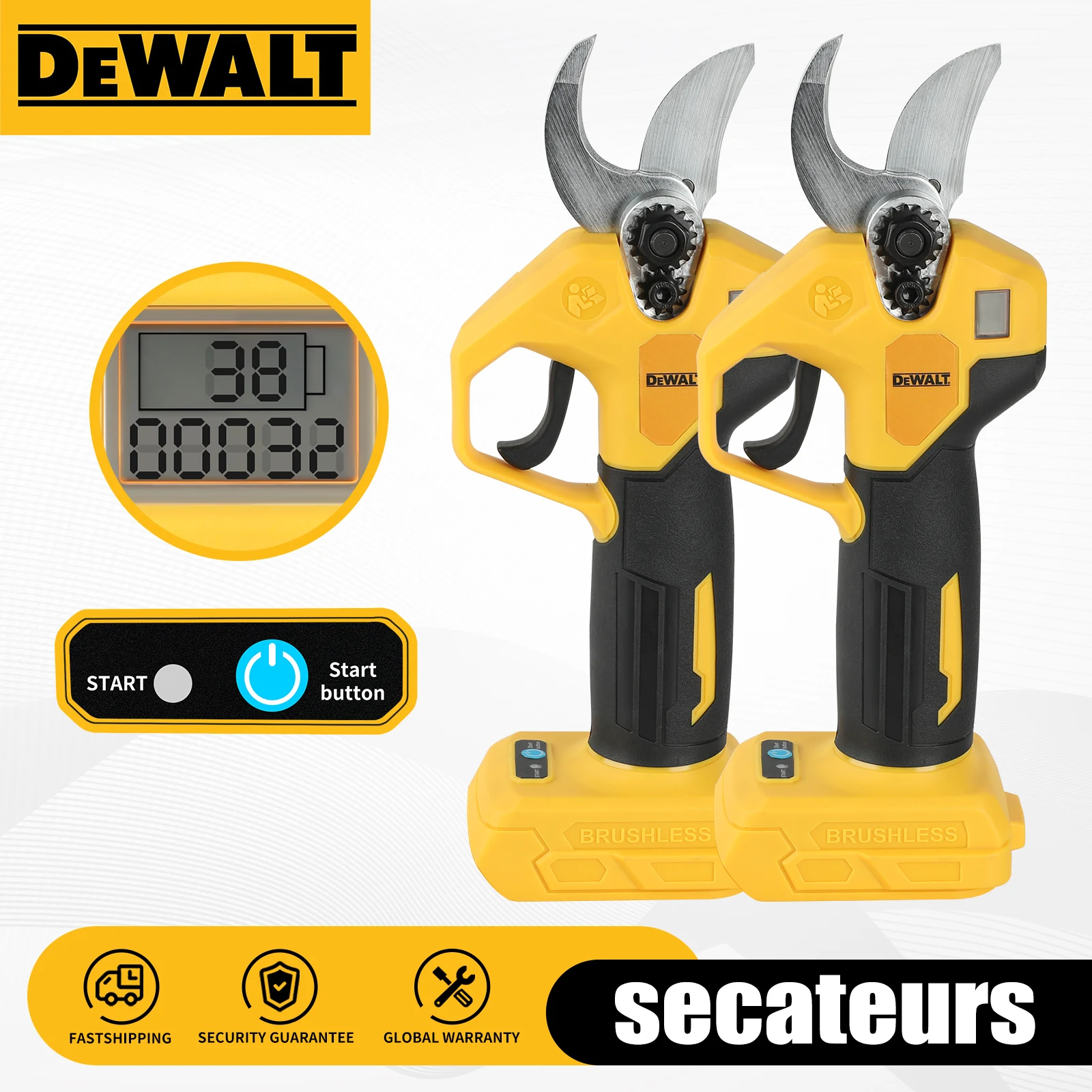 

Dewei18Vbrushless wireless electric pruning and gardening toolwith LED display screen accurately cut garden fruit trees branches