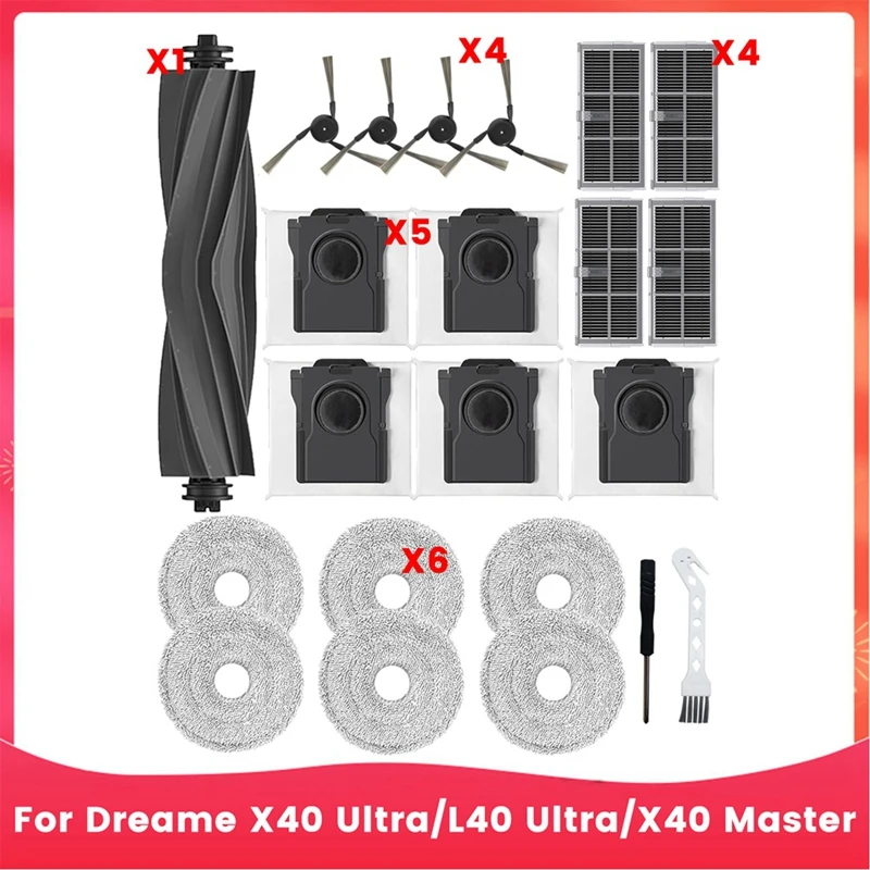 

For Dreame X40 Ultra/L40 Ultra/X40 Master Robot Vacuum Cleaner Main Side Brush Hepa Filter Mop Cloth Dust Bags