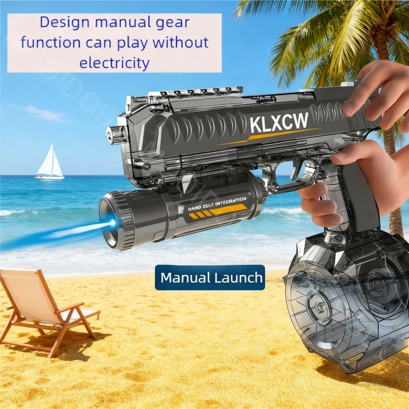 مسدس مياه أوتوماتيكي مع ليزر LED، مسدس مياه ذو سعة كبيرة، مسدسات رماية للرماية، ألعاب خارجية لحمام السباحة الصيفي للأطفال والكبار #3