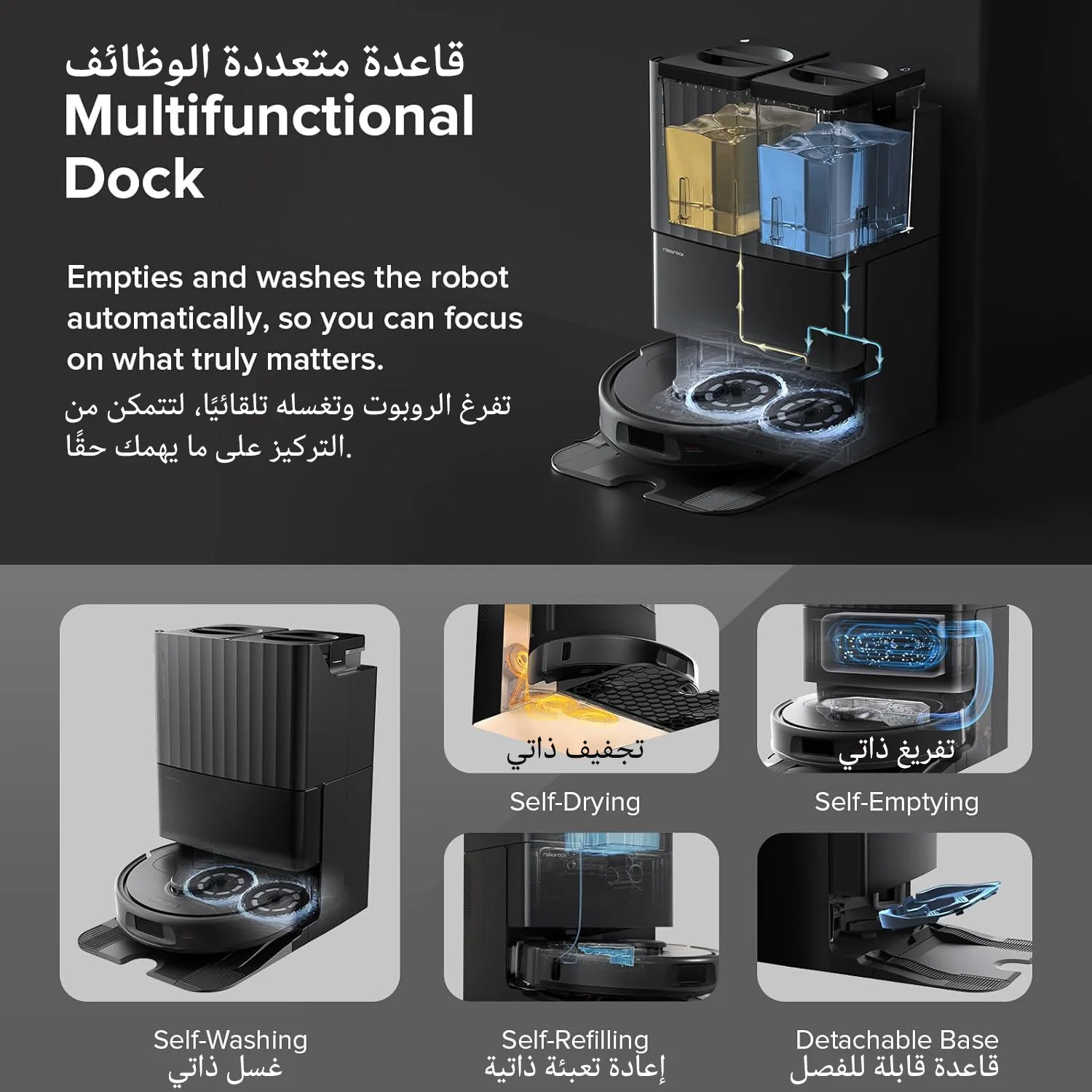 مكنسة وممسحة روبوت roborock Qrevo S، تجفيف ذاتي، غسيل ممسحة تلقائية، شفط 7000 باسكال، تفريغ ذاتي وإعادة تعبئة، ممسحة 10 مم #2