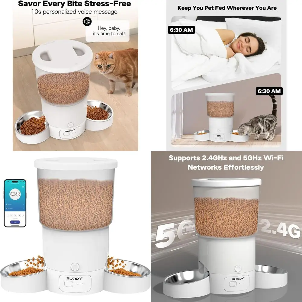 

Smart 5G WiFi Pet Feeder, 20-Cup 5L Dispenser for Dual Cats with Remote APP Control (White)