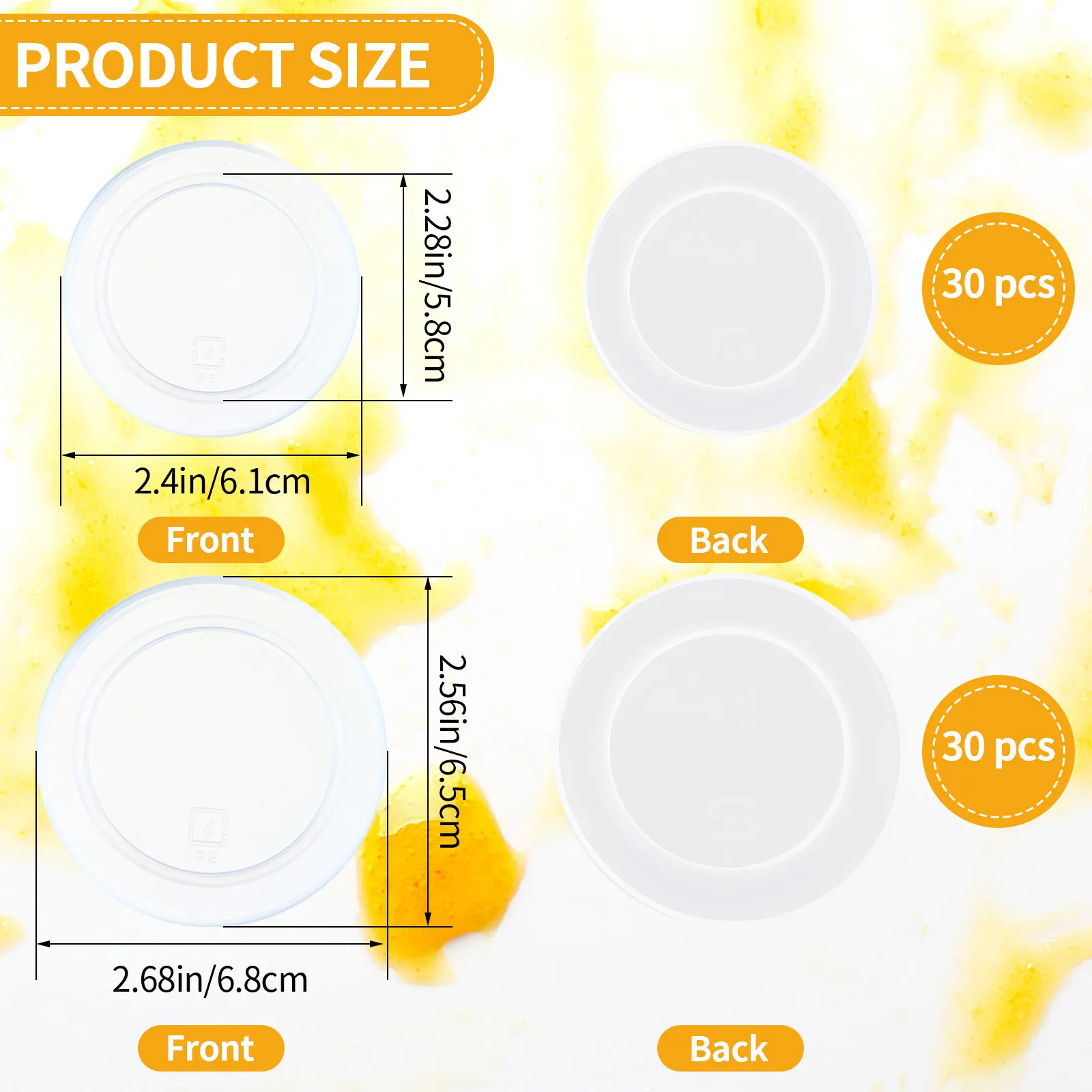 60 Pcs 2.4 2.68 Inch Clear Plastic Food Storage Replacement Lids Compatible with Yogurt Glass Jars Reusable Container Covers