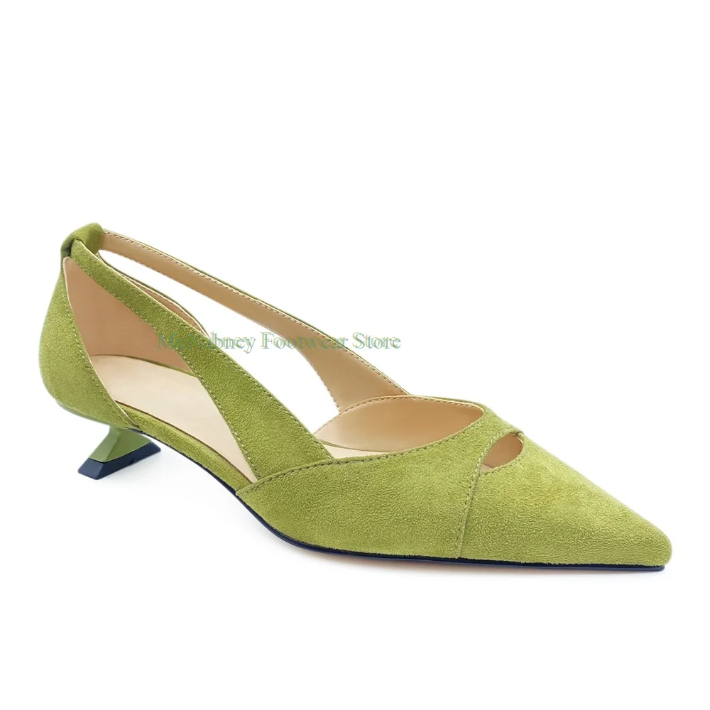 

Зеленые туфли с острым носком, элитные женские туфли на высоком каблуке особой формы, модные женские туфли для выпускного вечера с открытым носком