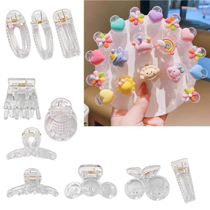 10pcs Acrylic Transparent Plastic Mini Hair Clips for Jewelry Making DIY UV Epoxry Resin Cute Hairpin Hair Accessories