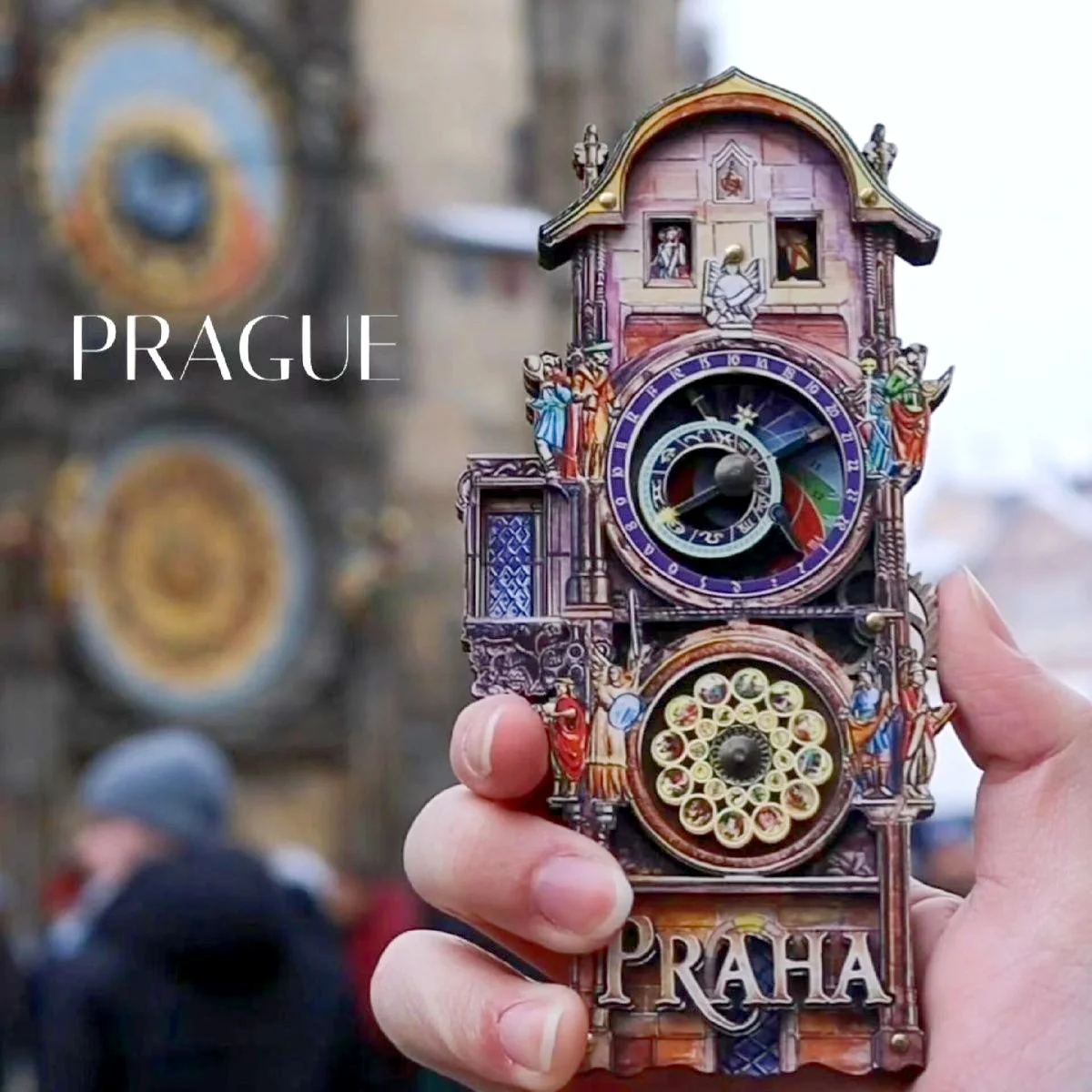Praha Orloj Refrigerator Magnets Wooden Fridge Magnet Prague Square Praha Astronomical Clock Magnets European Tourism Souvenir