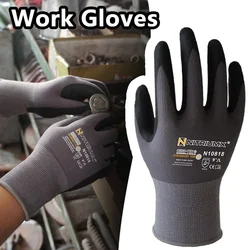 Safety Work Gloves Seamless Knit Nylon Glove with Black Micro-Foam Nitrile Grip Ideal for General Purpose Automotive Improvement
