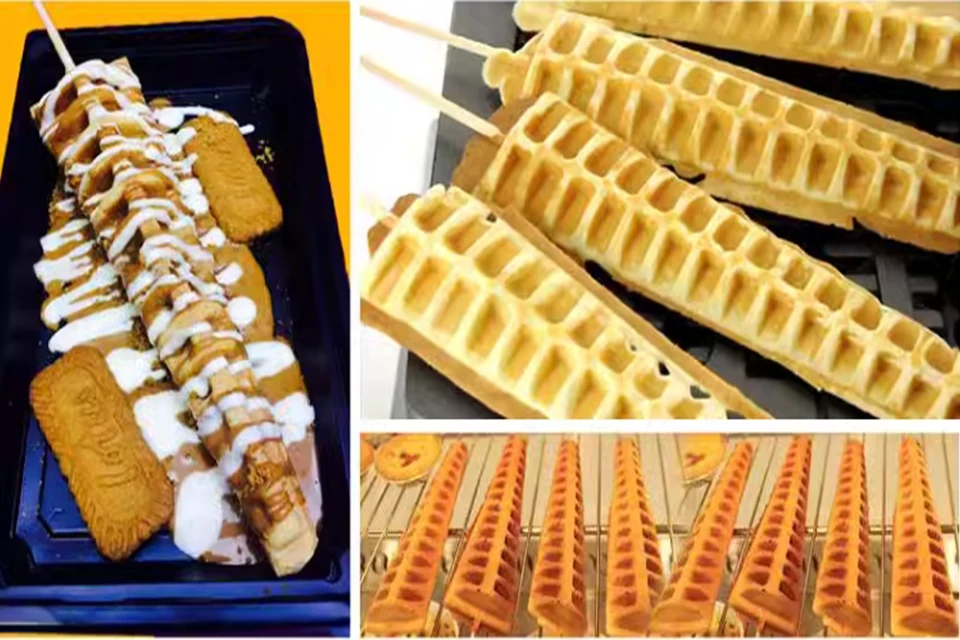 Non-stick Coating Electric Waffle Maker 1750W 4Pcs Pine Tree Lolly Waffle Making Machine