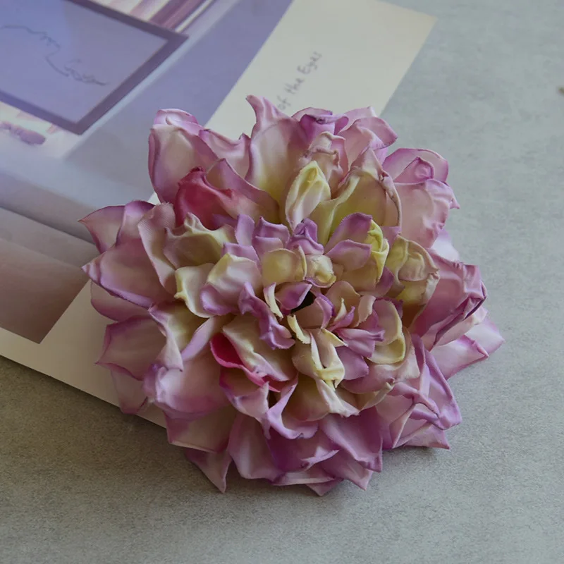 20 Stück Retro-Dahlienblüten mit gebranntem Rand, künstliche Seidenblumen, Geschenkbox-Deko, Blumenarrangement für Geburtstagsfeier, Hochzeit, Event – Detail 12
