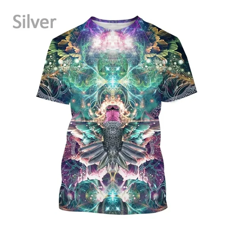 New Summer Digital Art Creative Personality T Shirt 3D Print Colorful Vertigo Fluorescent Tiger Leopard Eagle Unisex Cool Tshirt