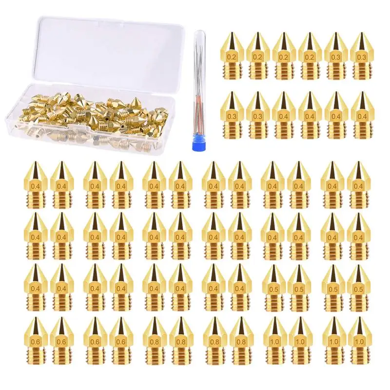 Nozzle 3D Printing 70 Pieces Printer Nozzle Brass Nozzles Flexible Hotend Nozzles With Tools For Home Users Business Users