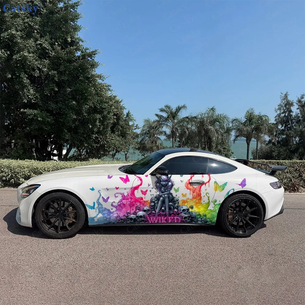 

2pcs Dark Elf Skull Spirit Realm, Durable, Fade-resistant, Enhance Vehicle Aesthetics With Bold Artistic Design Car Vinyl Wraps