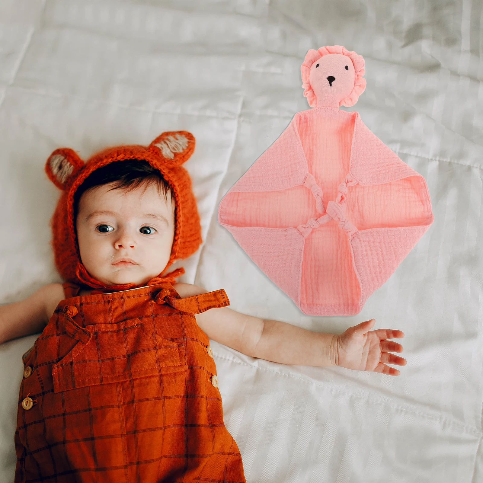 

Baby Muslin Comforter Fox Design Soft Lovey Newborn Swaddle Blanket For Infants Toddlers Security Blanket Sleep Aid