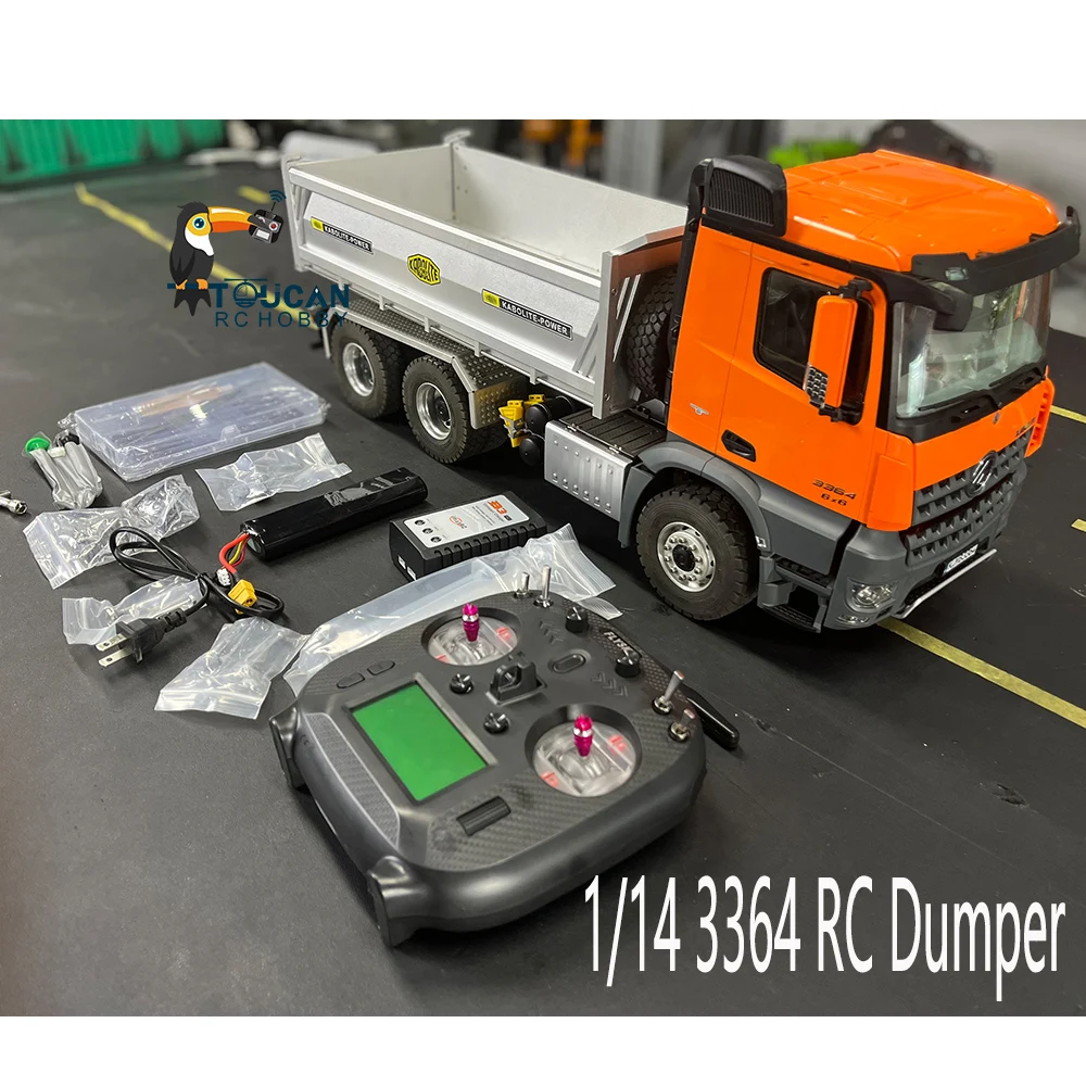 

In Stock NEW 3364 Kabolite RC Dumper 1/14 Hydraulic Truck 6x6 RTR Toys W/ Battery Remote Painted Orange Red For Toys Cabin K3363