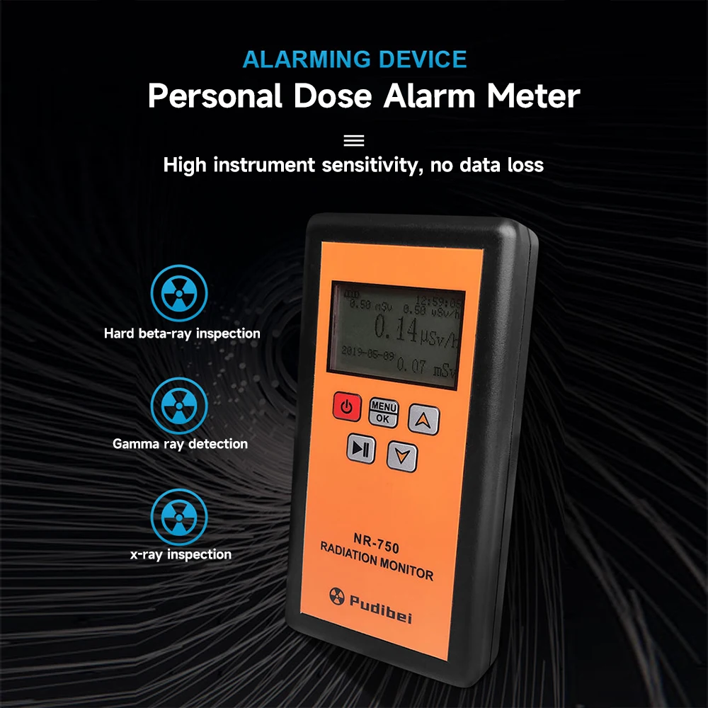 NR-750 Nuclear Radiation Detector จอแสดงผล LCD ในครัวเรือน Radioactive Tester Geiger Counter Β Y X-Ray Detection Triple Alarm
