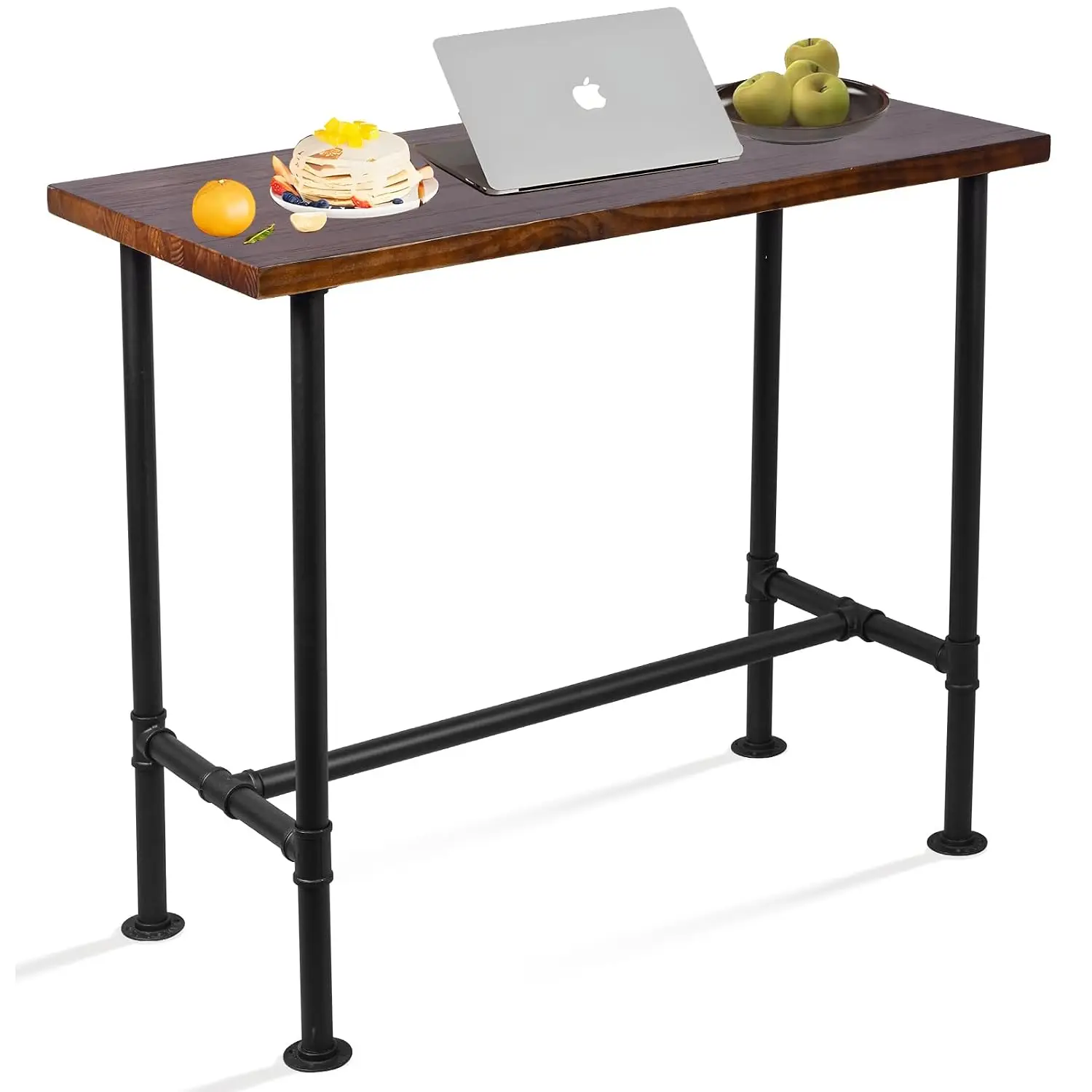Industrial Bar Table & Stool Set 5-Piece Pipe Dining Pub Counter Height Adjustable Backrest Black, Customized - view 3